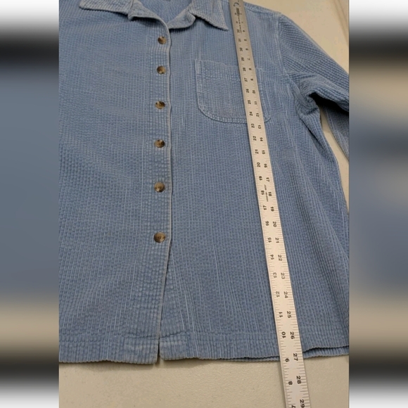 LL Bean Wide Whale Corduroy Shirt Jacket Shacket L Blue Outdoor Winter #2300 - Picture 7 of 9